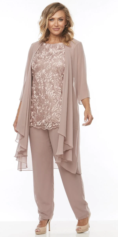 Women's plus size mother 2025 of the bride pant suits