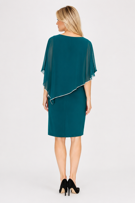 Sheath Dress with Chiffon Overlay 794