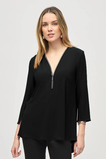 V-neck Relaxed Fit with Zipper Neckline