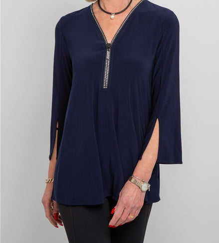 V-neck Relaxed Fit with Zipper Neckline