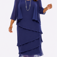Chiffon Layered Midi Dress and Long Sleeved Jacket 504
