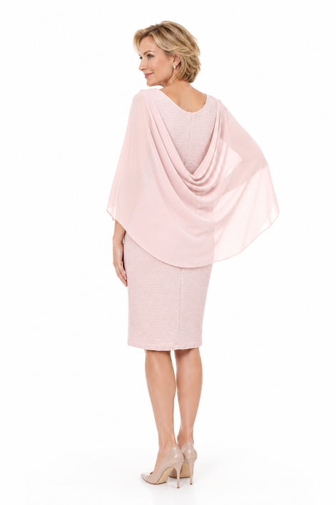 Dress with Diamante Button Details and Chiffon Drape - SALE 1510