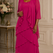Chiffon Tier Layered Dress with Jacket 498