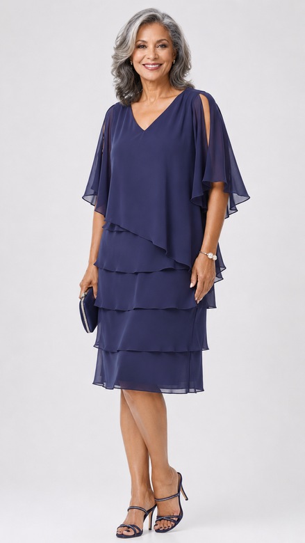 Chiffon Ruffled Layers Dress 1611