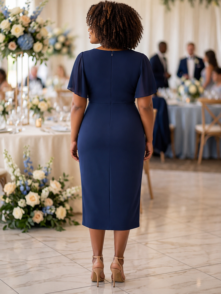 Midi Dress with Cascade Frill Detail 847