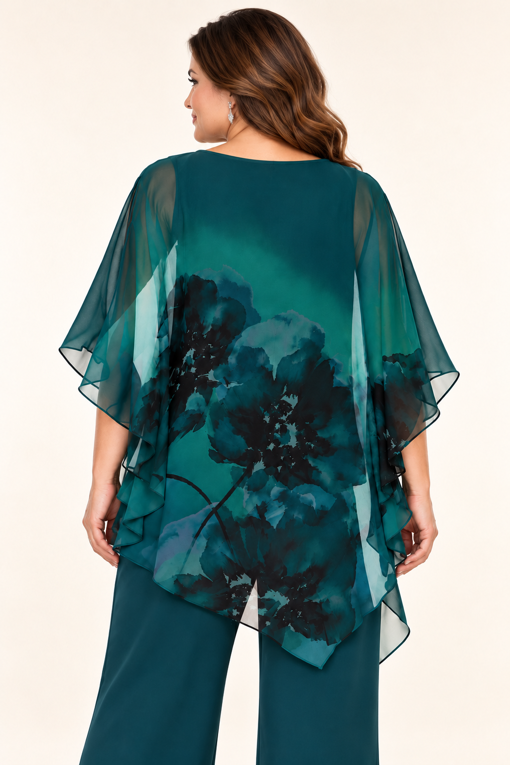 Chiffon Overlay Top With Floral Print 866