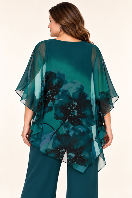 Chiffon Overlay Top With Floral Print 866