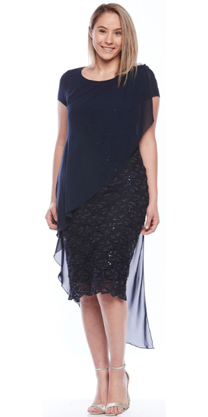 Lace Sequined Dress with a Chiffon Overlay