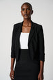 Open Blazer Collar Jacket with Ruched Sleeves 896