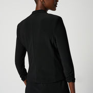 Open Blazer Collar Jacket with Ruched Sleeves 896