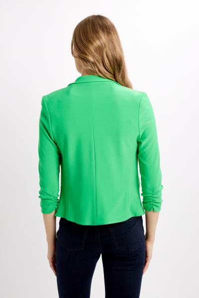 Open Blazer Collar Jacket with Ruched Sleeves 896