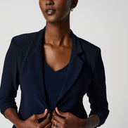 Open Blazer Collar Jacket with Ruched Sleeves 896