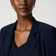 Open Blazer Collar Jacket with Ruched Sleeves 896