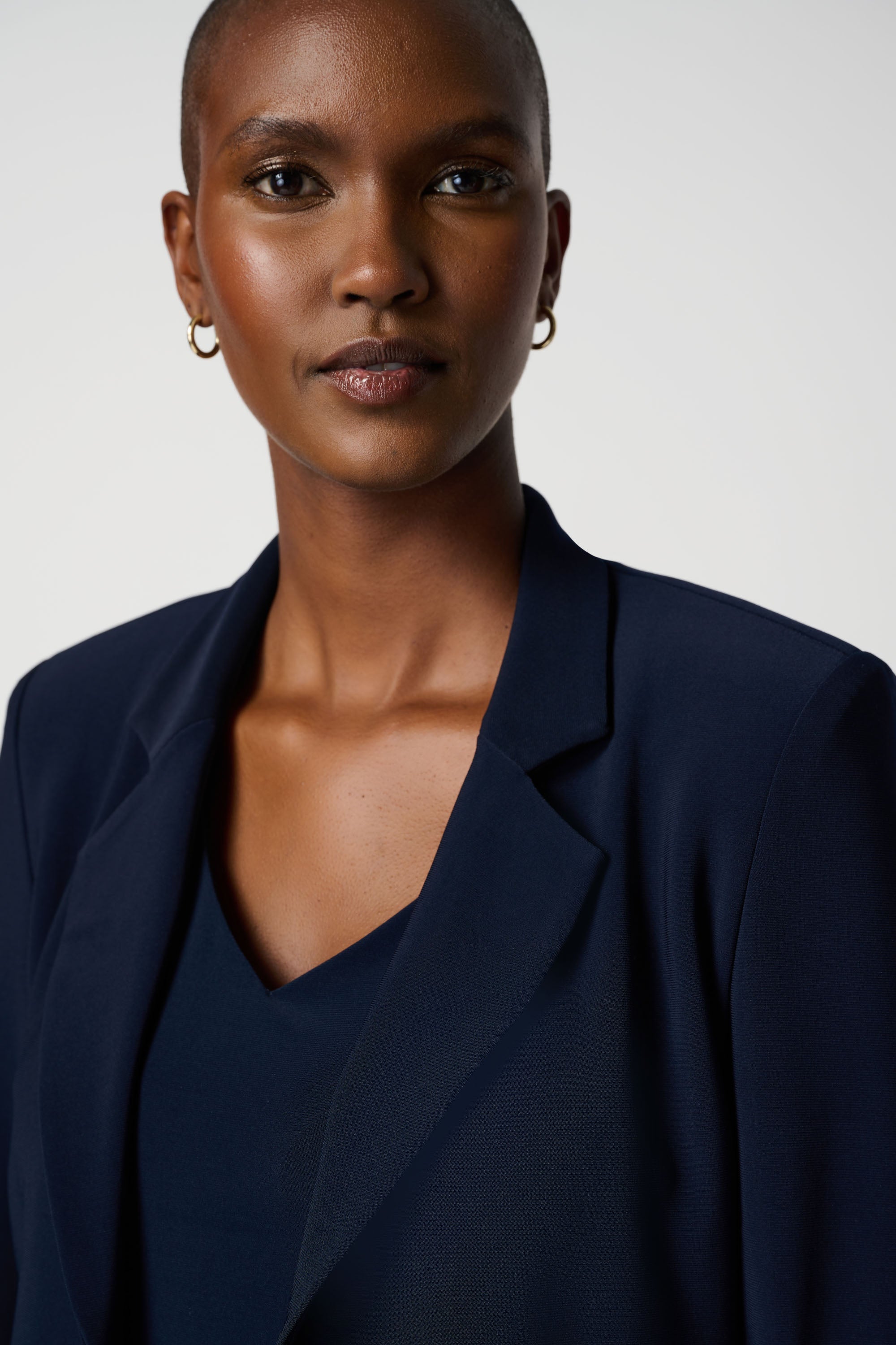 Open Blazer Collar Jacket with Ruched Sleeves