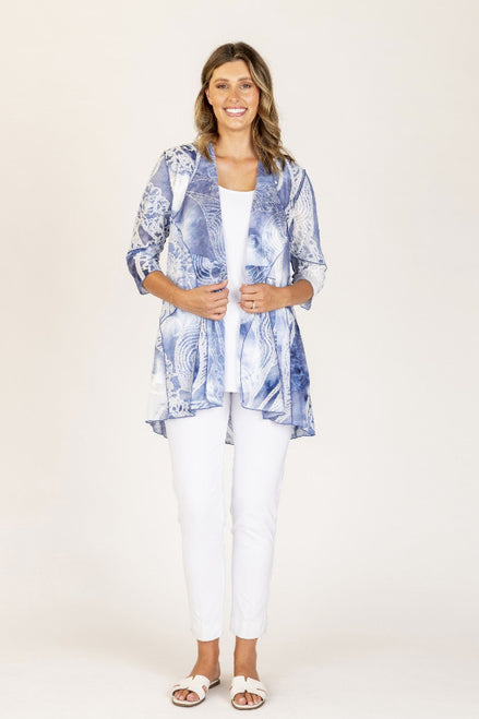 Burnout Abstract Printed Jacket with 3/4 Sleeves