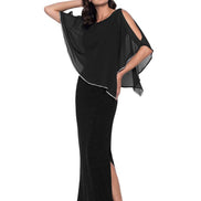 Chiffon Drape Maxi Dress with Mid-Length Split 410