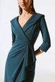 Regal Shawl Collar Dress with Cascading Ruffle 1550