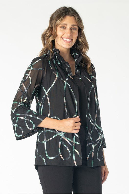 Lightweight Jacket with Monaco Squiggle and Stand-up Collar