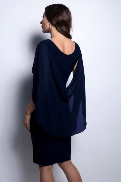 Chiffon Cape Dress with Jeweled Detail