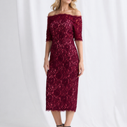 Off Shoulder Midi Lace Dress 833