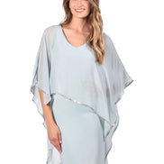 Woven Knit Dress with Chiffon Overlay 9002