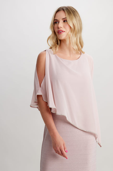 Knee-Length Dress with Rhinestone Trim Overlay