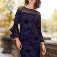 Ruffled Knee Length Bodycon Dress Style 692