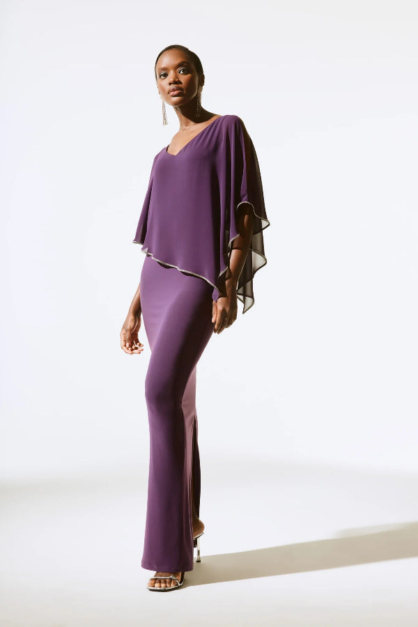 Long Chiffon Cape Gown 393