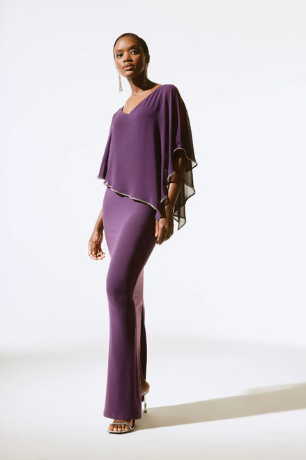 Long Chiffon Cape Gown 393
