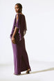 Silky Knit Chiffon Layered Gown with Cape 393