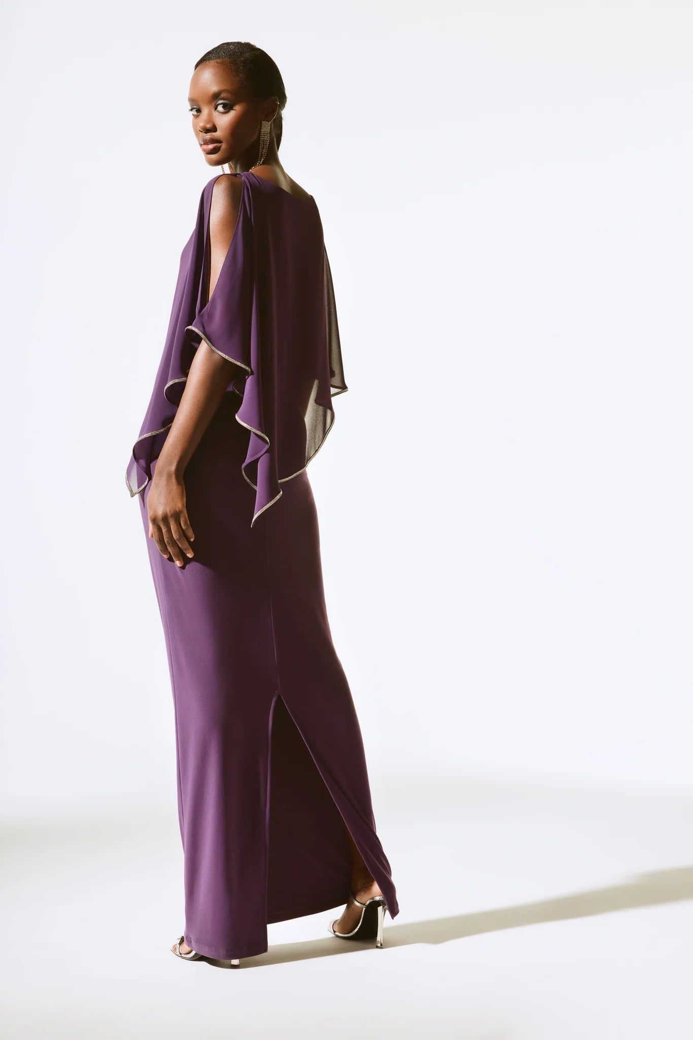Long Chiffon Cape Gown 393