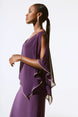 Silky Knit Chiffon Layered Gown with Cape 393