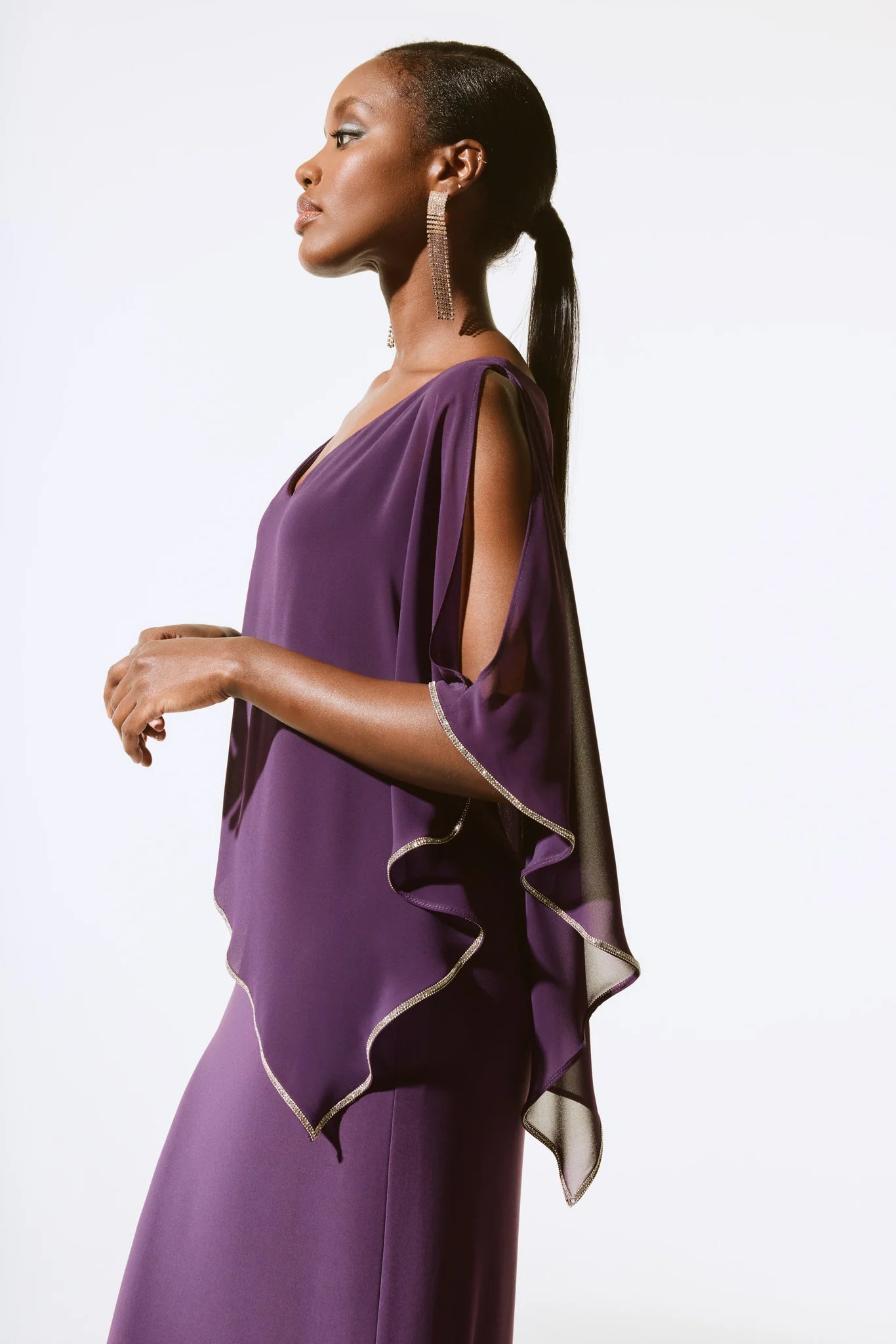 Long Chiffon Cape Gown 393