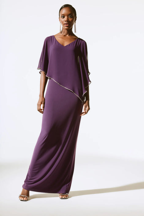 Long Chiffon Cape Gown 393