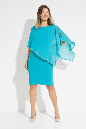 Knee Length Dress with Diamante Trimmed Overlay