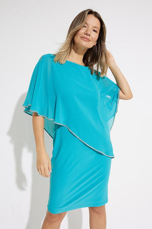 Knee Length Dress with Diamante Trimmed Overlay