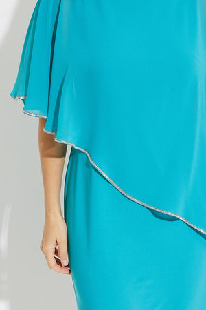 Knee Length Dress with Diamante Trimmed Overlay