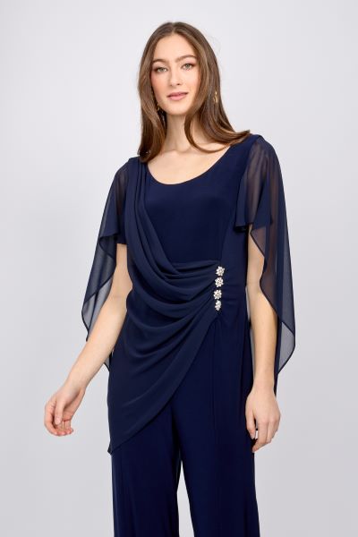 Jumpsuit with Flutter Sleeve and Diamante Detail