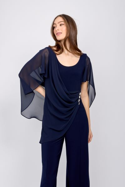 Jumpsuit with Flutter Sleeve and Diamante Detail