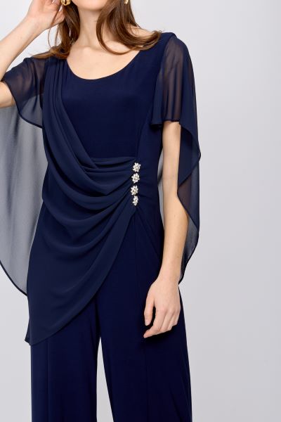 Jumpsuit with Flutter Sleeve and Diamante Detail