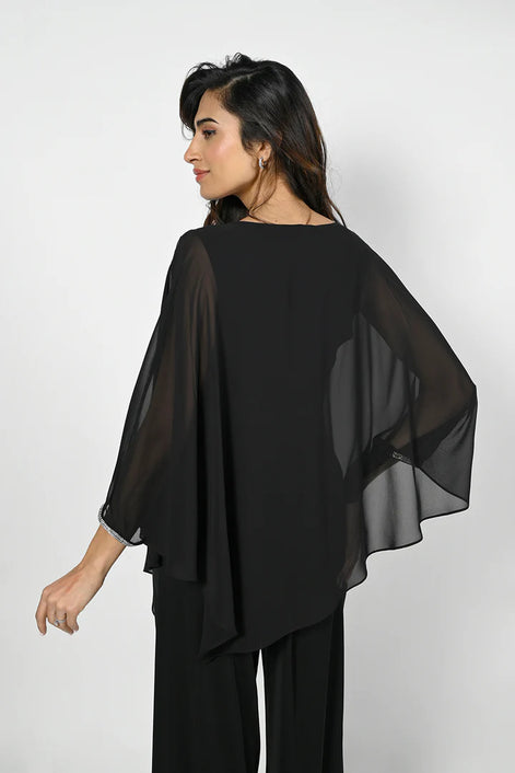 V Neck Diamonte Trim Bat Wing Top
