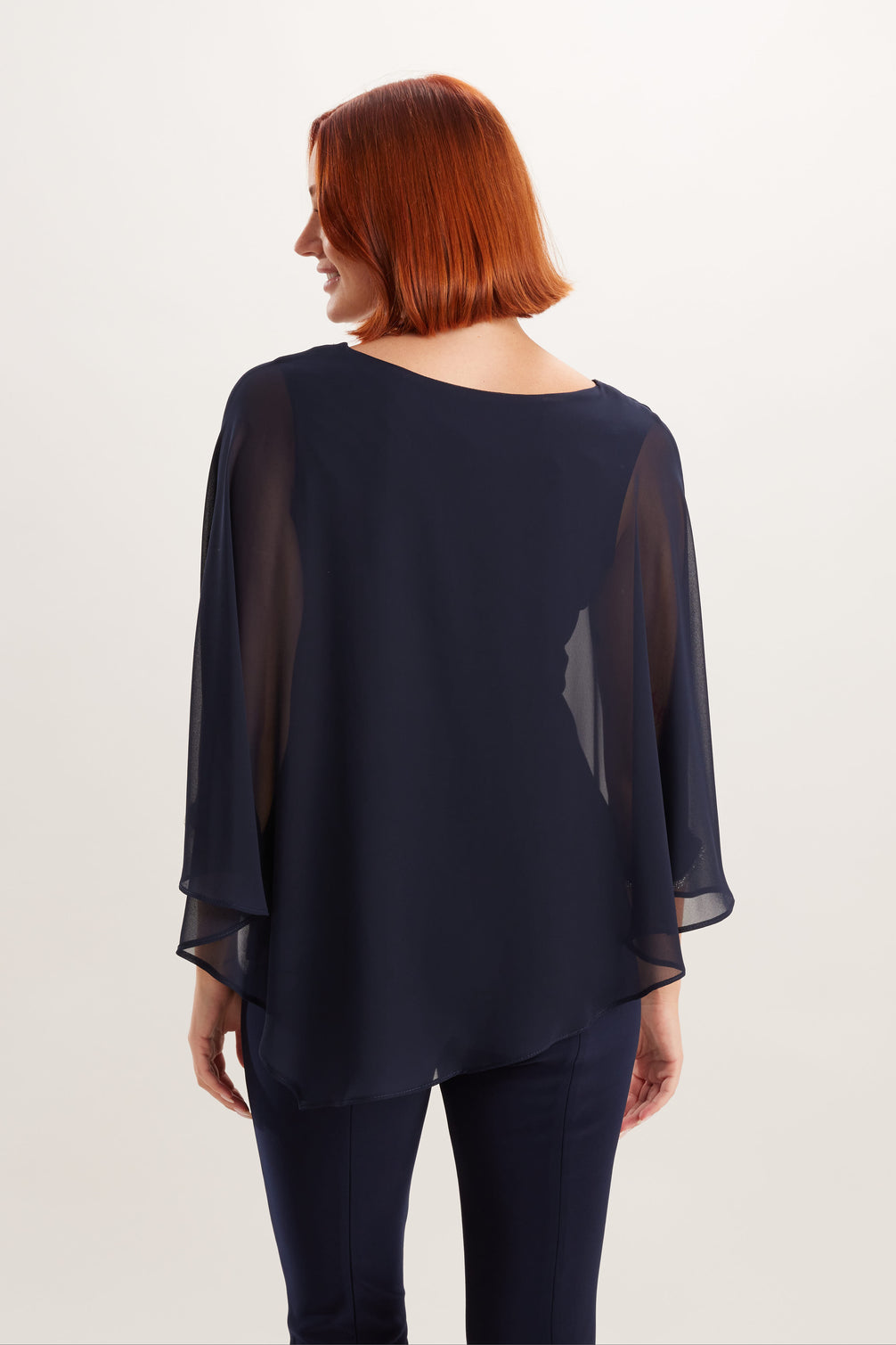 V Neck Diamante Trim Bat Wing Top 858