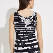 Sleeveless Striped and Floral Top 918
