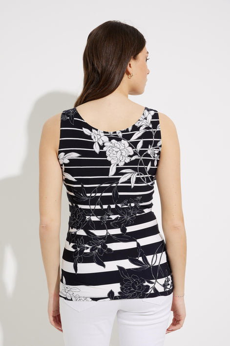 Sleeveless Striped and Floral Top