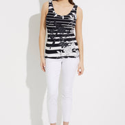 Sleeveless Striped and Floral Top 918