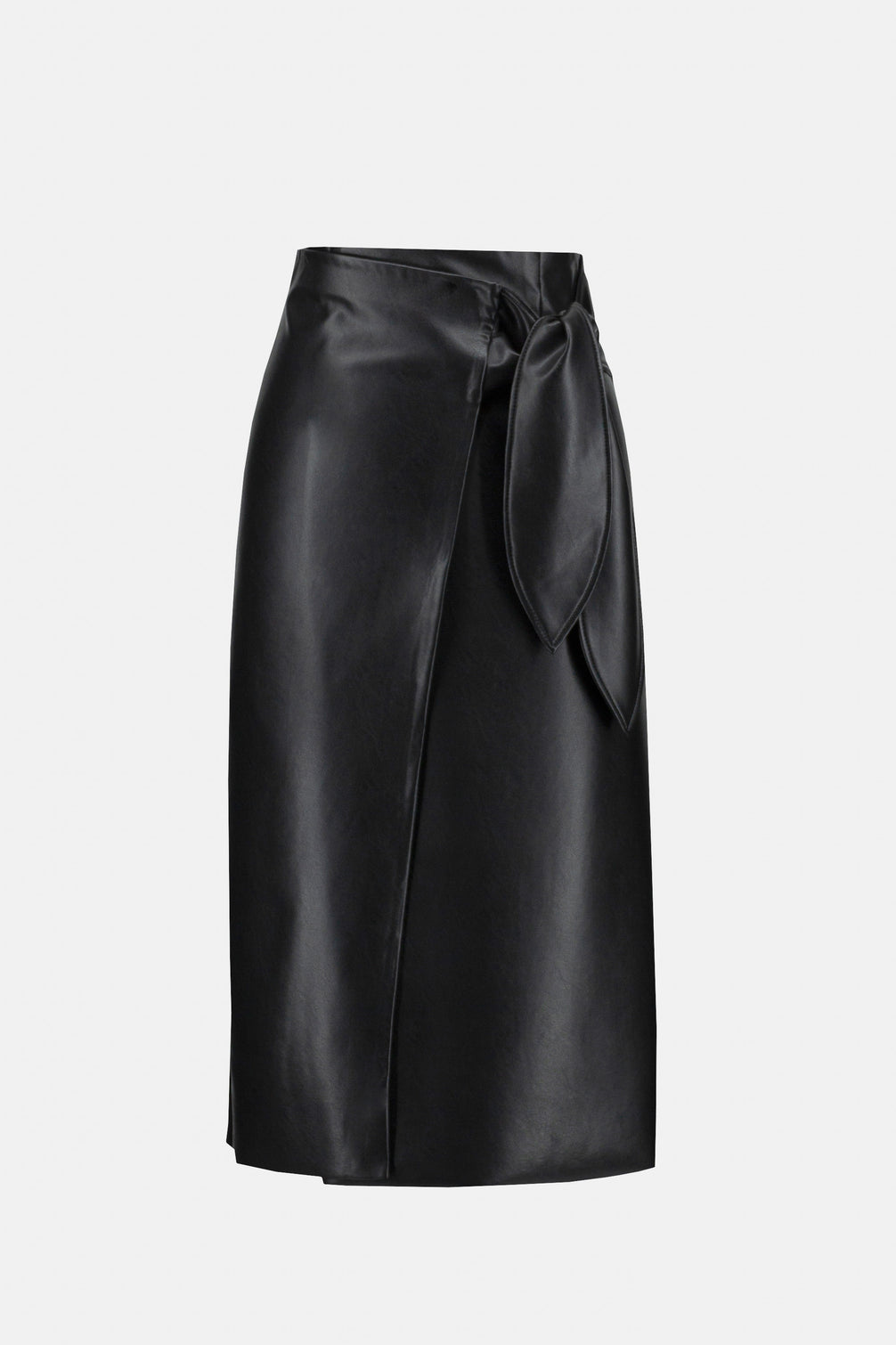 Knee Length Faux Leather Skirt 916