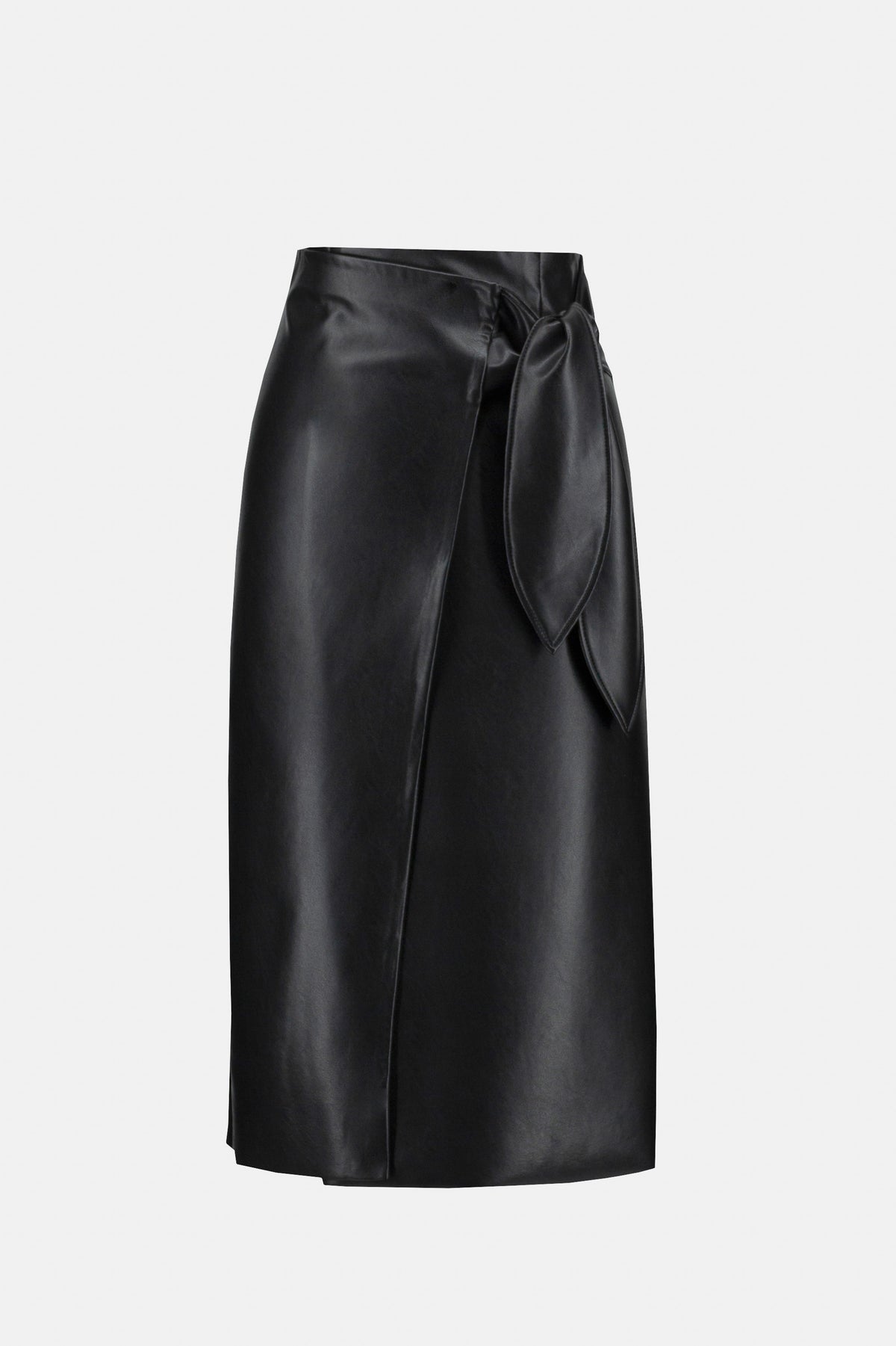 Knee Length Faux Leather Skirt 916