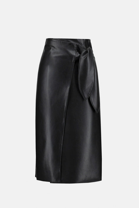 Knee Length Faux Leather Skirt