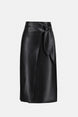 Knee Length Faux Leather Skirt 916