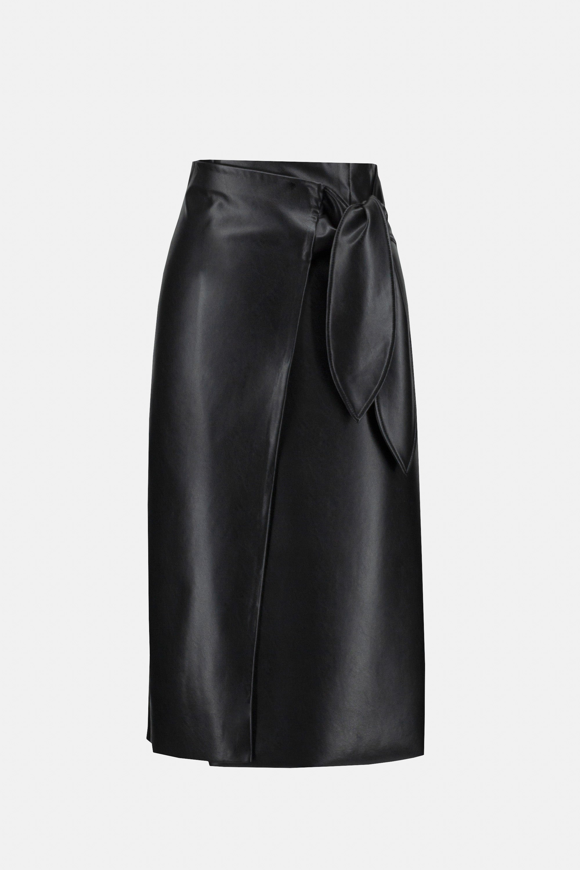 Knee Length Faux Leather Skirt